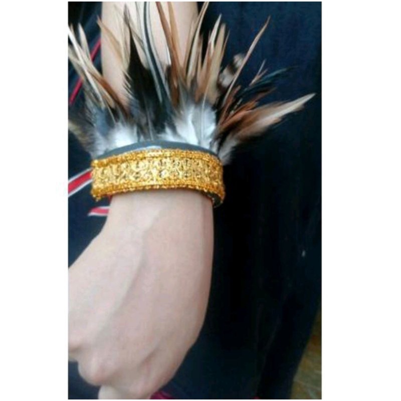 aksesoris kepala dan tangan dan kaki // set bulu kepala dan tangan dan kaki // aksesoris adat dayak