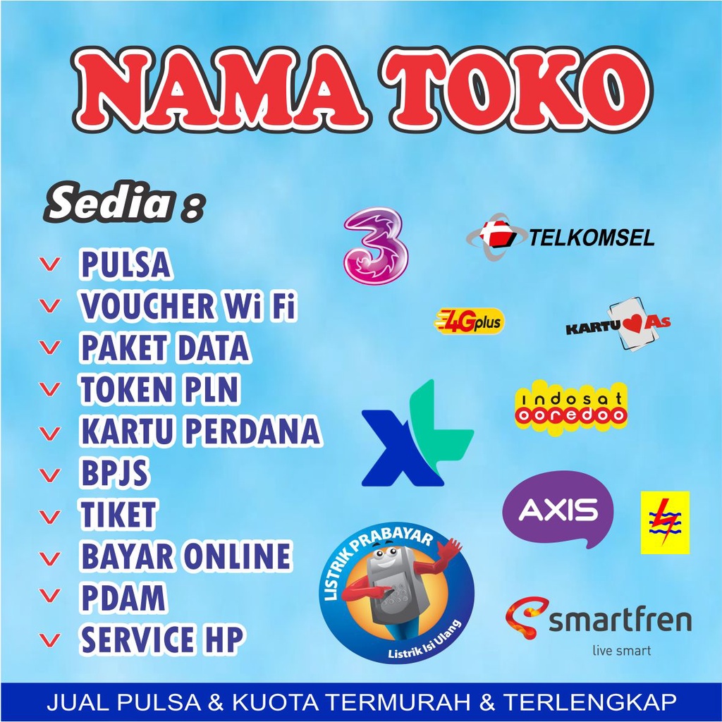 Banner/ Spanduk Jualan Pulsa/Spanduk Jualan Token Listrik