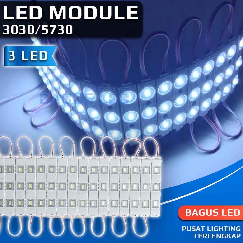 Lampu Modul LED 3 Mata 5730 3030 SMD 12V Waterproof Super Terang Murah
