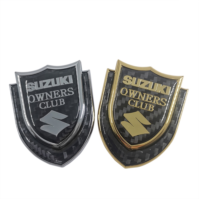 1pc Stiker Emblem Logo SUZUKI Owners Club Bahan Metal Carbon Fiber Untuk Mobil SUZUKI