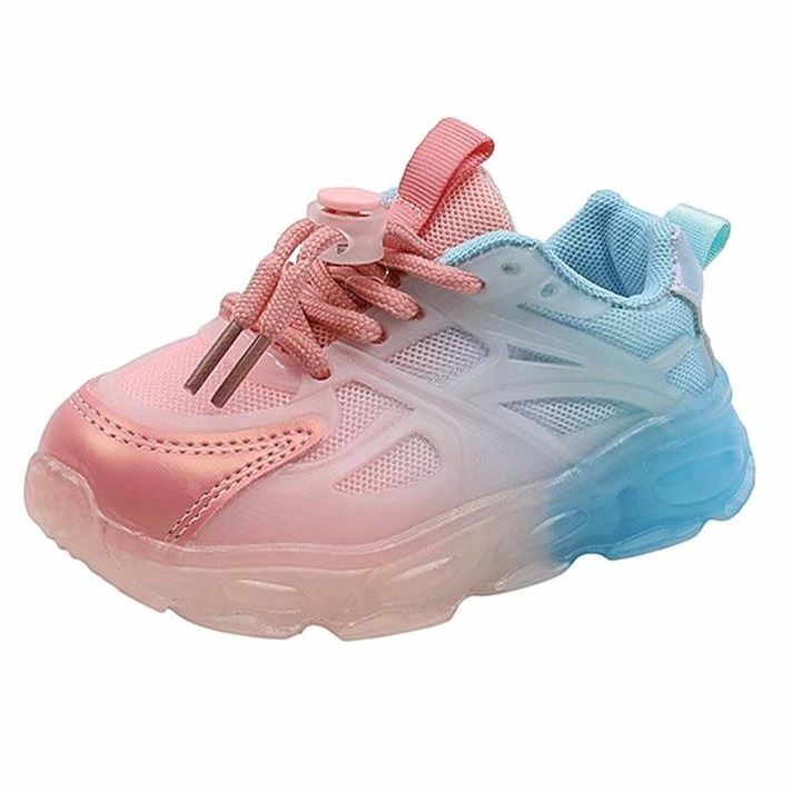 Juragan Junior [COD] Sepatu REBY Lampu LED Anak Perempuan Import Size 21-30