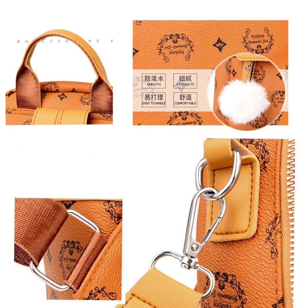 TAS RANSEL WANITA IMPORT KULIT COKLAT OSTRAVA TA415B7 KOREA BACKPACK SEKOLAH KULIAH GENDONG PUNGGUNG