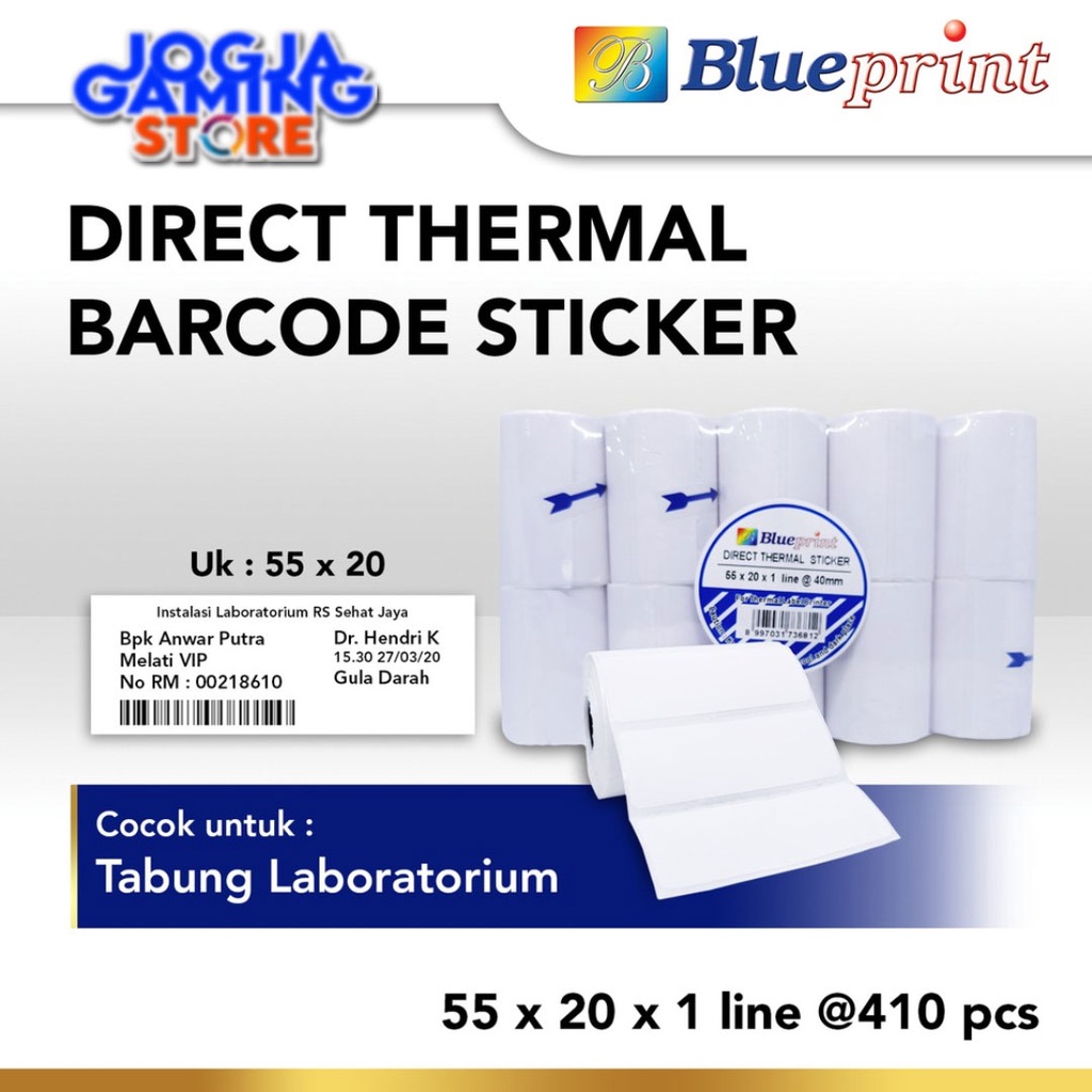 

Direct Thermal Sticker / Label Stiker BLUEPRINT 55x20 mm x1 Line Isi 410