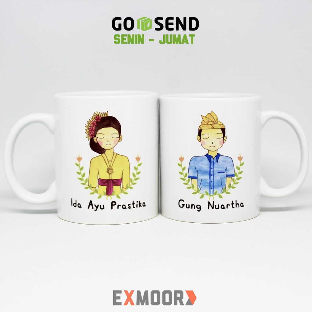 Mug Couple Adat Bali untuk Kado Pernikahan