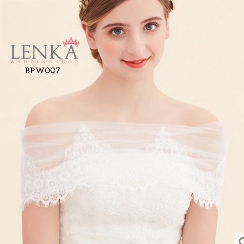 [TOKO TERPERCAYA] BOLERO PESTA PERNIKAHAN WEDDING WANITA SABRINA LACE PUTIH BPW007