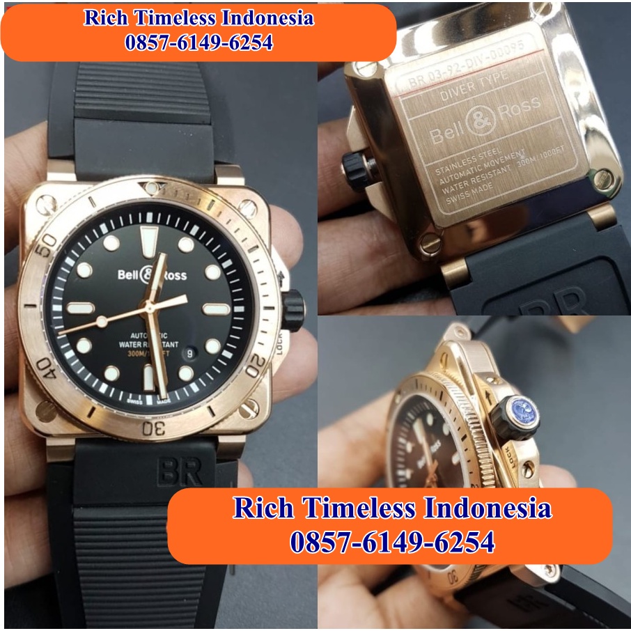 Big Sale Jam Tangan Pria Keren Bl & Rs BR 03-92 BR03-92  Chronograph 316l Rubber Strap Jam Tangan Ka