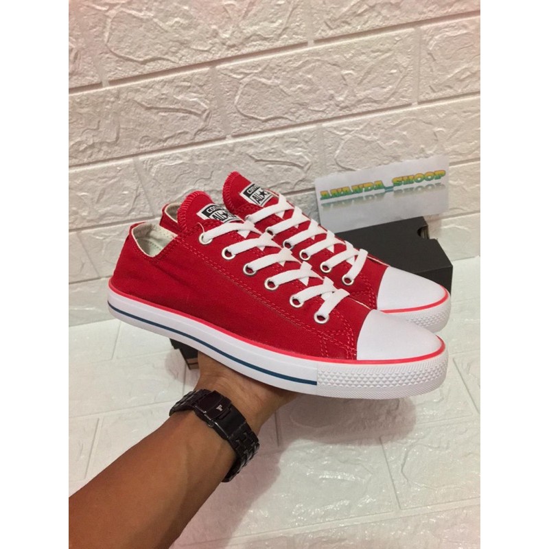 sepatu sneaker converse merah  heigh/low +box