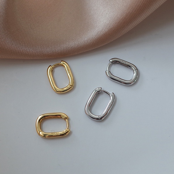 Anting Bentuk U Oval Lingkaran Bahan S925 Silver Gaya Retro Untuk Wanita