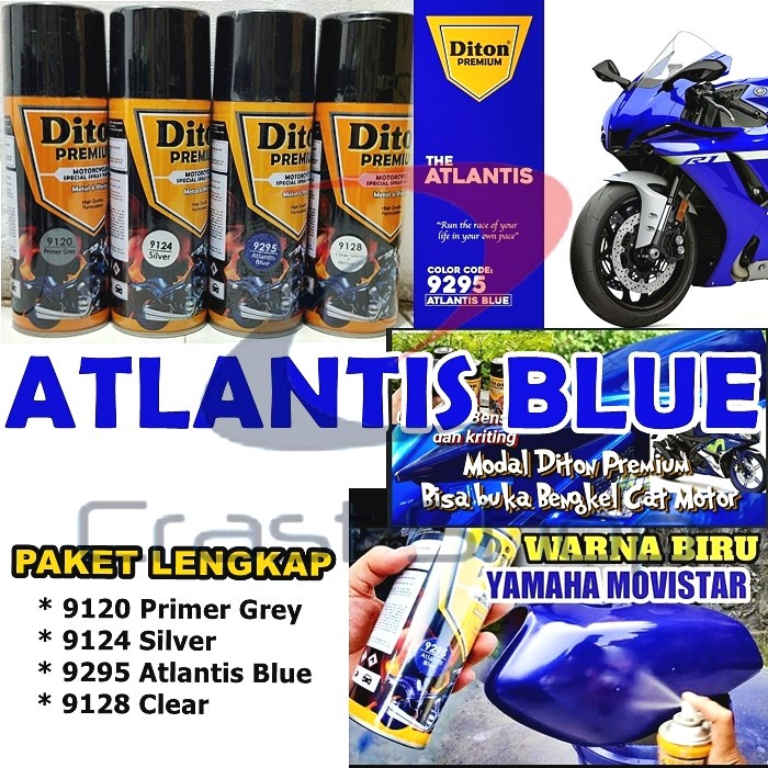 Paket Lengkap Cat Pilox Diton Premium 9295 Atlantis Blue 400cc Warna Biru Movistar Metalik Motor