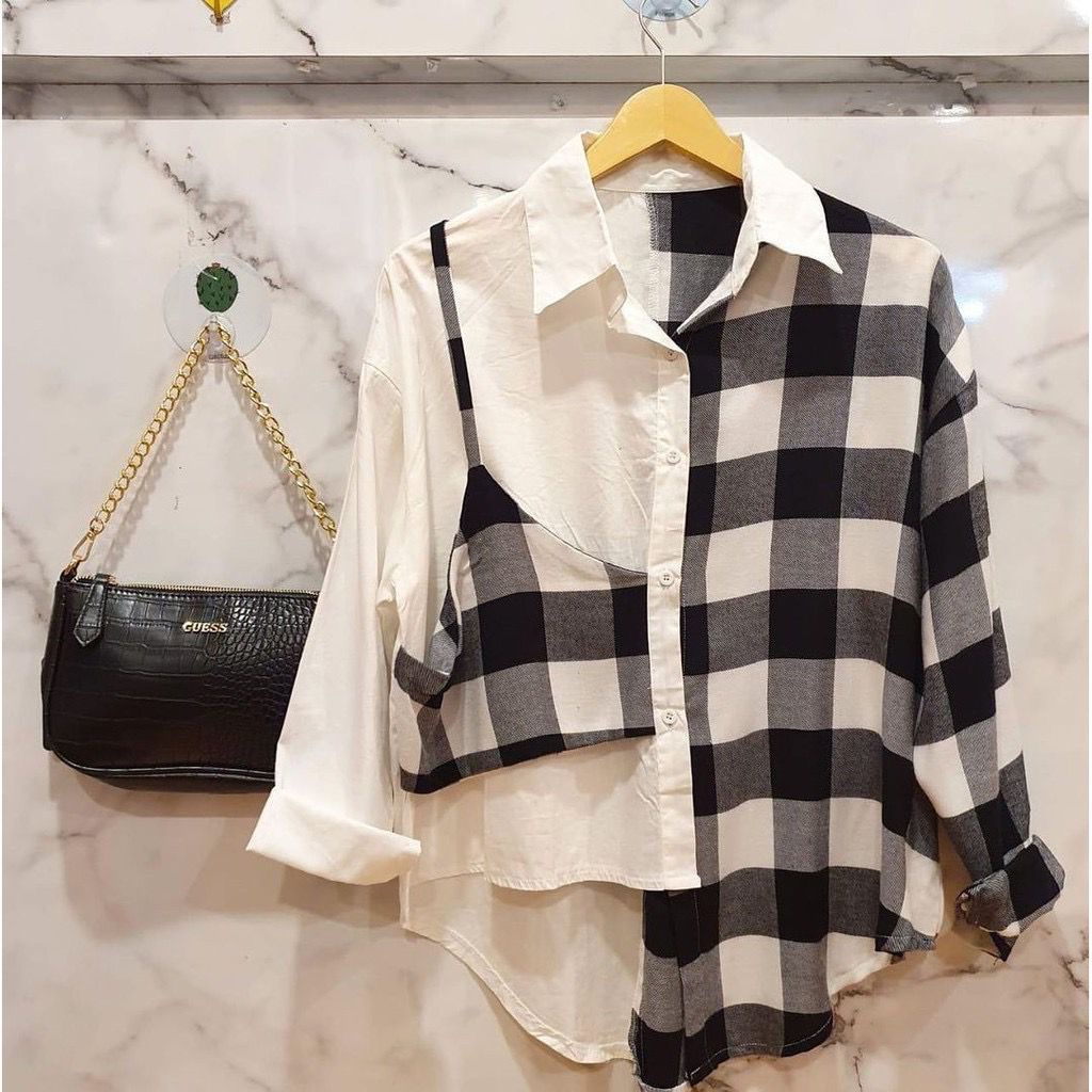 1KG MUAT 5PCS | UKKY WENDA COMBI TARTAN SHIRT TOP HITS KOREAN STYLE FASHION GROSIR MURAH TERBEST SELLER