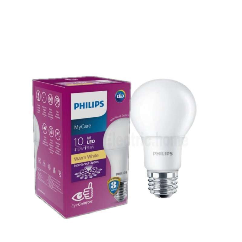 LAMPU LED BULB PHILIPS 10 WATT WARM WHITE KUNING BOHLAM LED PHILIPS 10 WATT