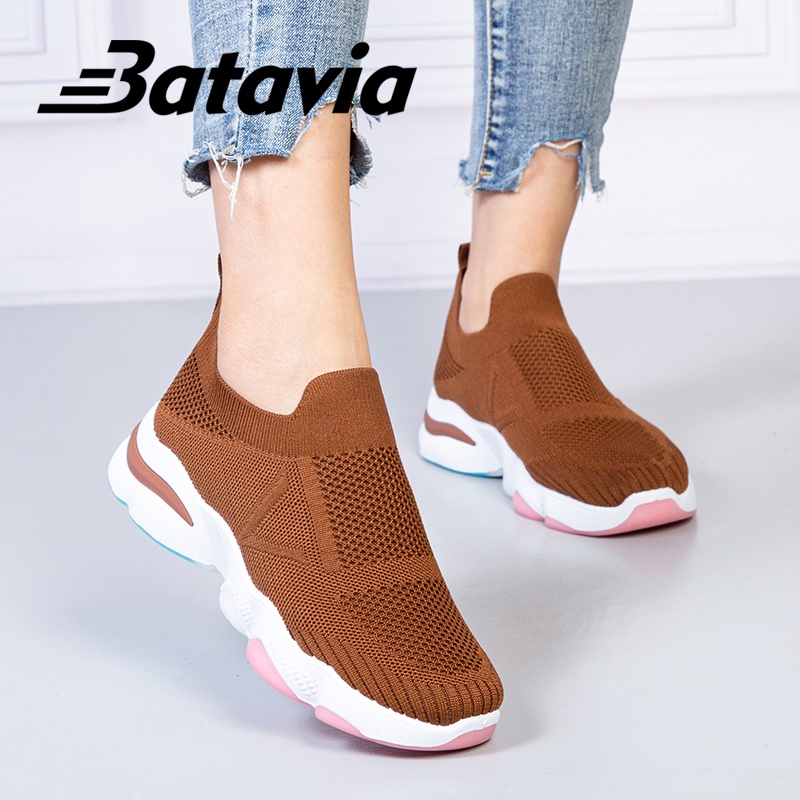 Batavia GROSIR sepatu kanvas wanita rajut sepatu wanita  sepatu tanpa tali hitam  Sepatu Wanita Sport Women Sneakers A111