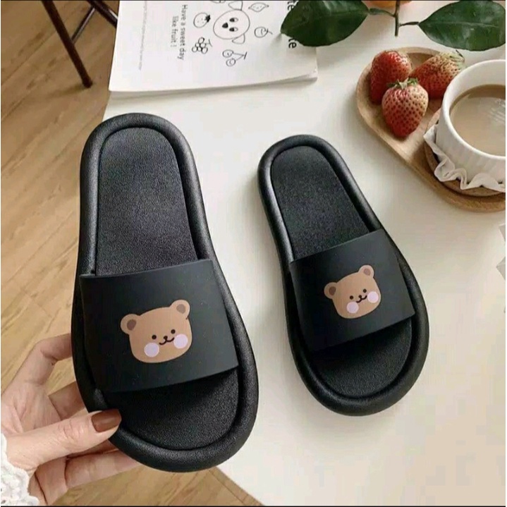 Komera Sandal Wanita Slop Slide Motif Bear/Sandal Wanita Terbaru