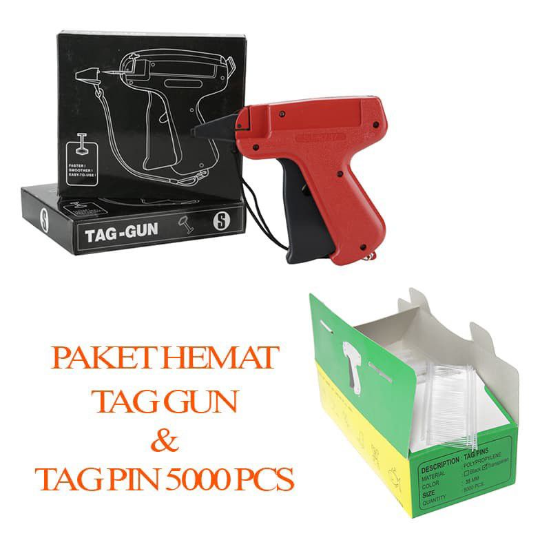 PAKET HEMAT tag gun alat tembak pasang label harga+isi refill 5000pcs