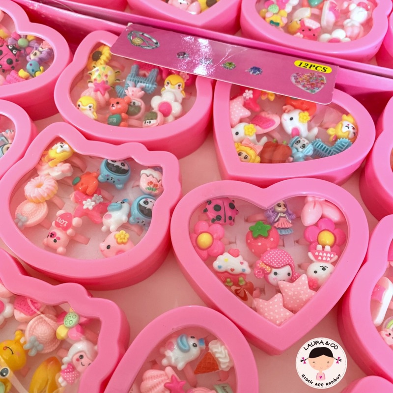 Cincin Mini Box Love Helo Kitty 10pc Grosir Lusinan Mainan Anak Perempuan