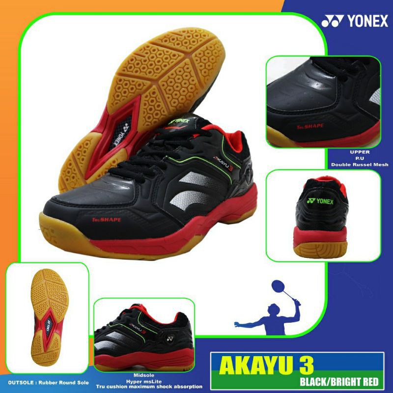 Sepatu Yonex Original Akayu 3 Black Red
