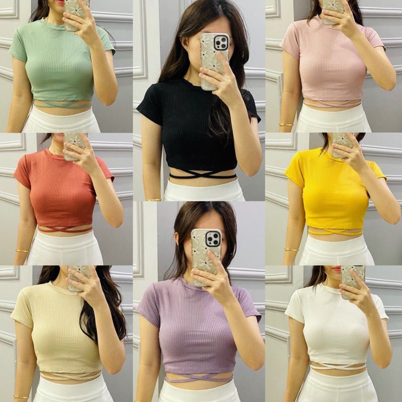 MILANO CROP TOP RIB TALI SILANG PREMIUM