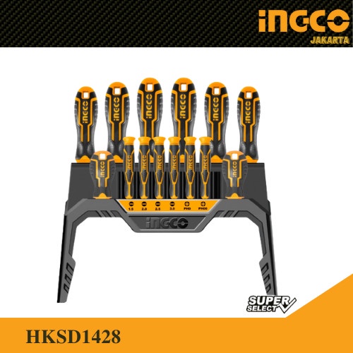 Obeng Presisi Gagang Karet Set 14pcs Screwdriver Set INGCO HKSD1428