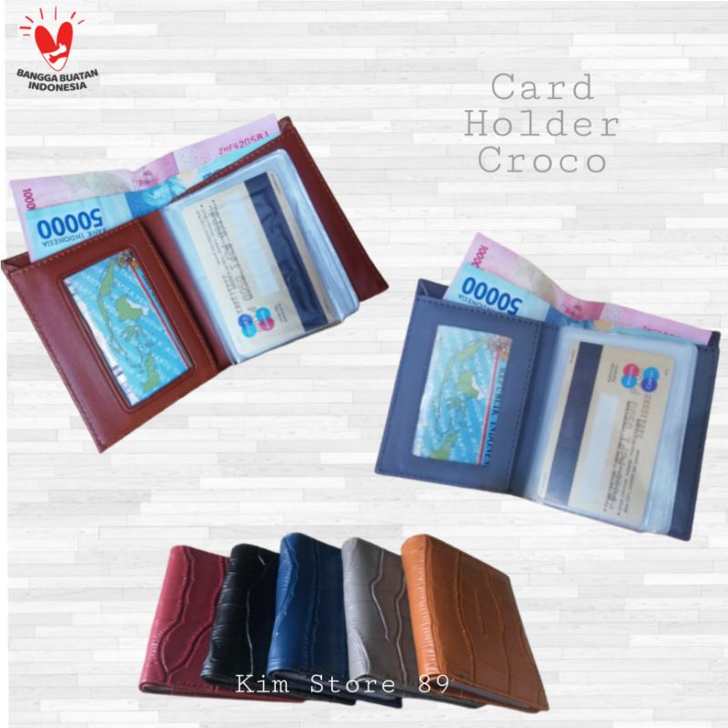 Dompet Kartu 18 in 1 Card Holder + slot uang kulit sintetis dompet kartu kredit - CROCO