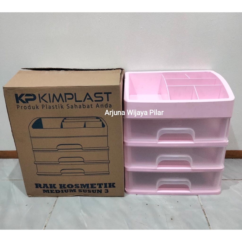 Rak Kosmetik / Rak Make Up Susun Plastik 3 Laci / Rak Serbaguna +Bubblewrap&amp;kardus