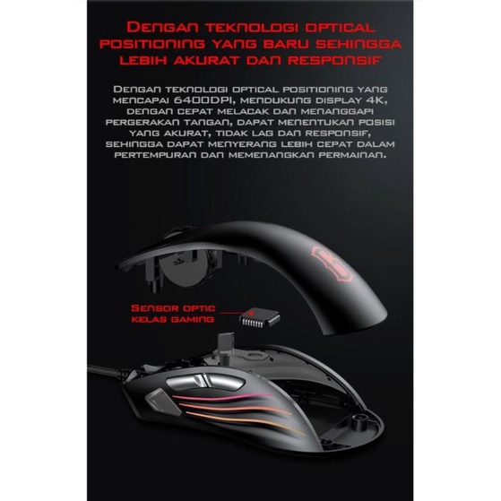 Mouse Pc Game GAMEN GM1500 6400DPI Optical Positioning Technology with 6 Lighting Effects
