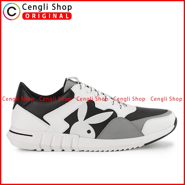 SEPATU SNEAKER PLAYBOY PRIA ORIGINAL CASUAL KETS BRANDED HITAM PL58