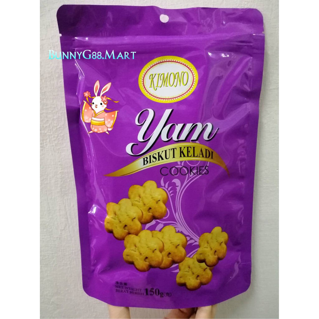 

KIMONO YAM COOKIES 150G/ TARO BISCUIT/ BISKUIT UBI KELADI/ KUKIS TALAS/ YAM CRACKER