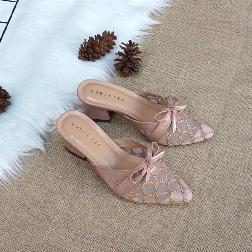 Bayar Di Tempat Promo Sandal High Heels Hak Tahu 5cm Motif Jala Pump Ujung Lancip/Sandal bustong brukat/sendal brukat wanita terbaru hak 5cm/samdal hak brukat pesta perempuan remaja/sandal wanita pormal/sandal kondangan pernikahan/sandal selop wanita