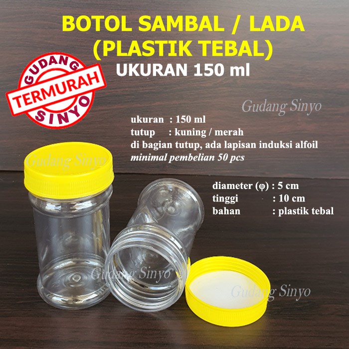 Botol Sambal / Botol Merica / Botol Lada Plastik 150 ml