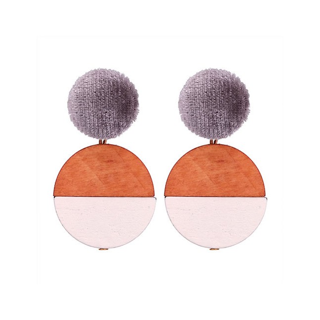 LRC Anting Tusuk Fashion Round Shape Decorated Earrings