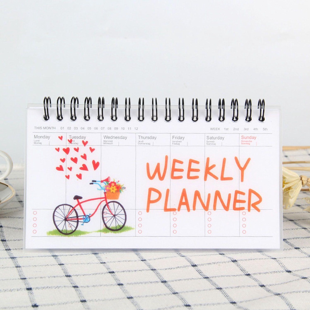 Top Weekly Planning Diary Portable Coil Notebook Up-turning Tearable