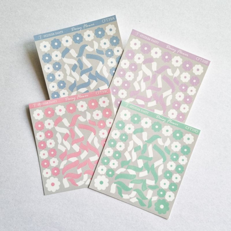 

Sticker Party Stiker Bunga Daisy Pita Ribbon Swirl Deco Polaroid Top Loader Photocard Kpop CFT39