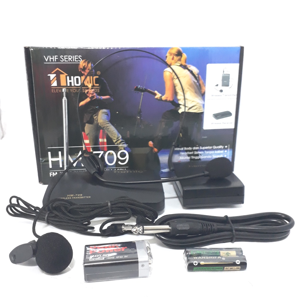 Microphone Clip On Homic HM-709 Mikrofon Wireless Mic CLIP ON + Headset Mic Imam