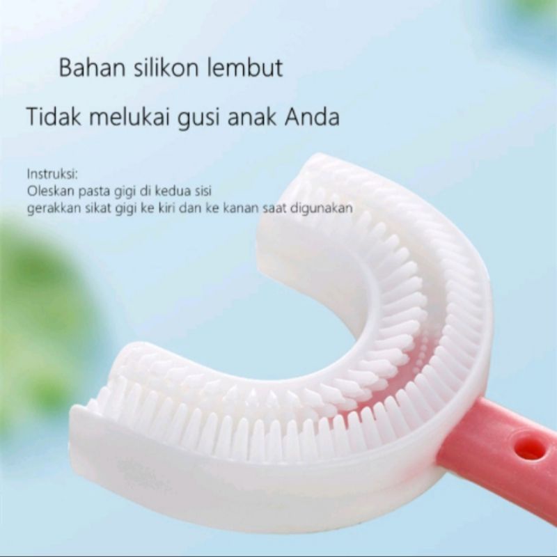 [COD]Sikat gigi betuk U anak Bahan silikon  / Training Toothbrush