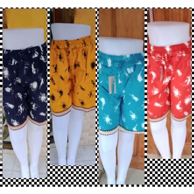 Celana Hotpants Motif Renda Wanita Katun Stretch Celana Tidur / Celana Pendek