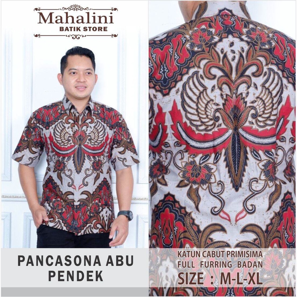 Batik pria kasual/batik lengan panjang formal/hem batik warna grey/baju batik terbaru warna grey