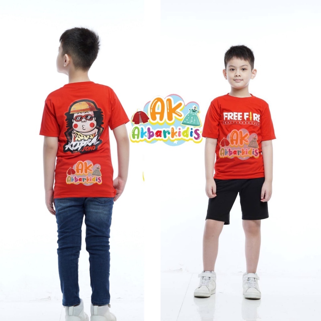 (GRATIS ONGKIR) 5-14 tahun Kaos anak free fire evos tangan pendek Kaos anak FF Laki Laki karakter ko