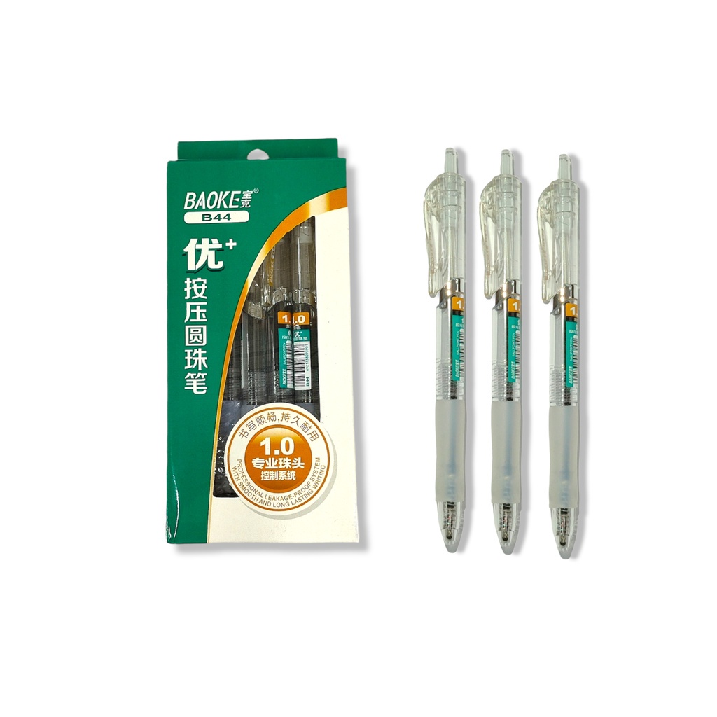 

Pulpen Ballpoint Impor BAOKE Tip 1.0 mm Tinta Hitam Pulpen Cetrek Retractable #bp-b44 - Satuan SHSNP