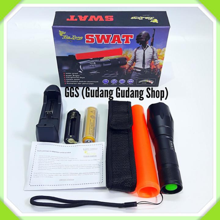 Senter Swat Laser Cree LED Zoom - Senter Police Lampu LED T6