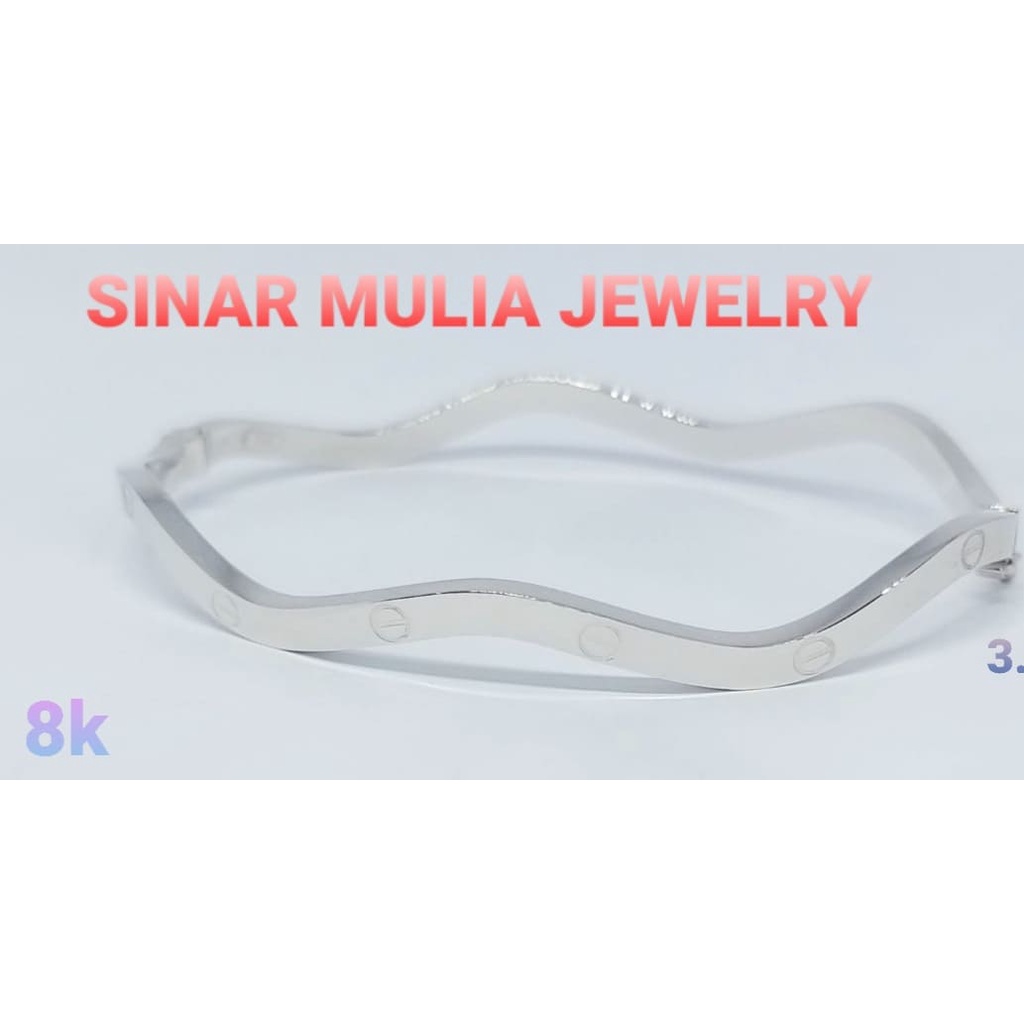 GELANG OVAL CARTIER EMAS PUTIH EMAS ASLI
