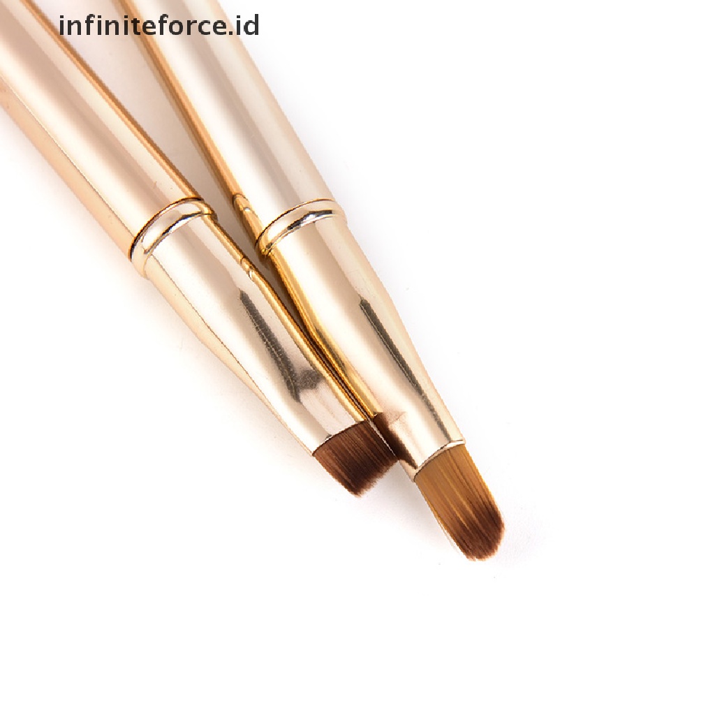 Infiniteforce.id Brush Makeup Retractable Kepala Ganda Untuk Eyeshadow / Eyeliner / Alis / Bibir