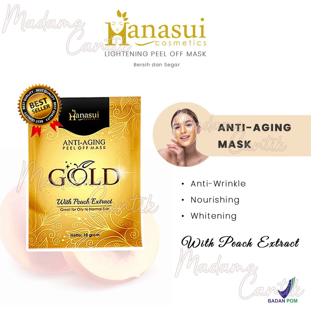 ✿ MADAME ✿ [ SACHET ] HANASUI MASKER LUMPUR WAJAH GOLD PEEL OFF BPOM ORIGINAL