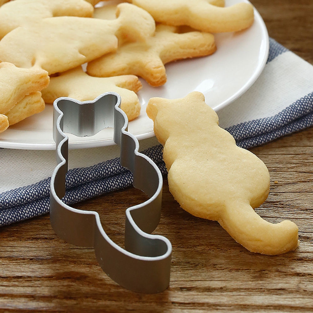 Lucu Kucing Berbentuk Cookie Cutter Stainless Steel Pastry Coklat Biskuit Cetakan Dapur DIY Baking Mold Alat Dekorasi Kue