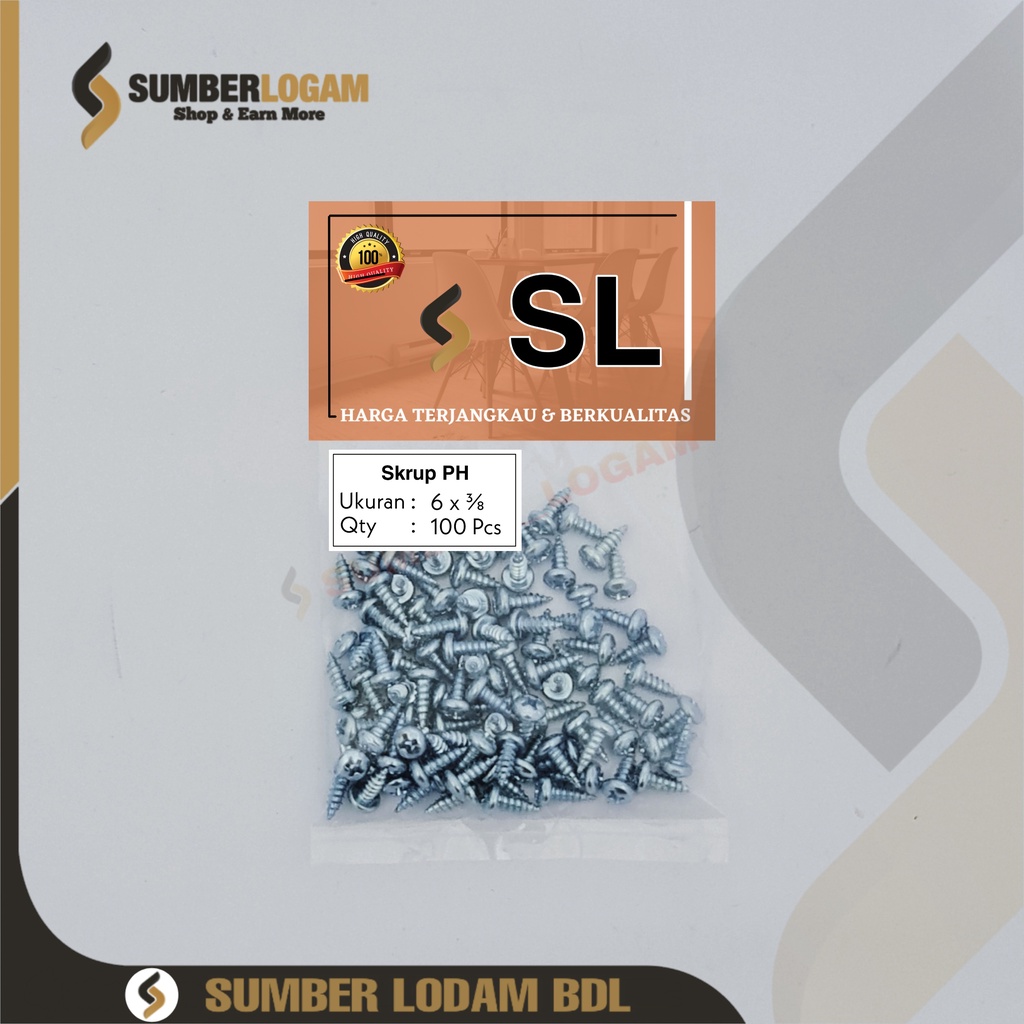 SEKRUP TAPPING PH 6 x 3/8 - SKRUP TAPPING PH 6x3/8| ISI 100 PCS