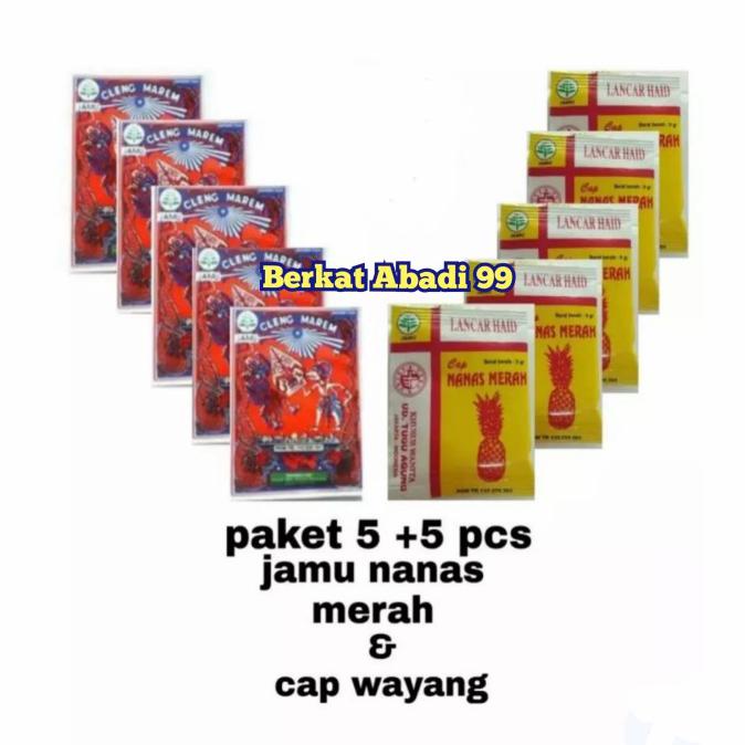 Best Seller] Jamu Nanas Merah & Cap Wayang Paket 5+5 Pcs Jamu Lancar Haid - 5Nanas+5Wayang