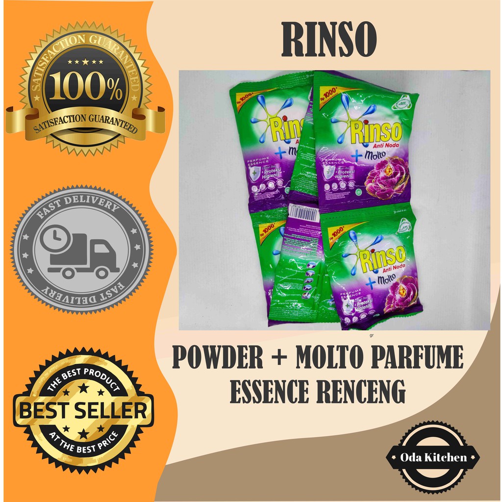 RINSO DETERJEN POWDER PLUS MOLTO PERFUME ESSENSE RENCENG 6x38gr