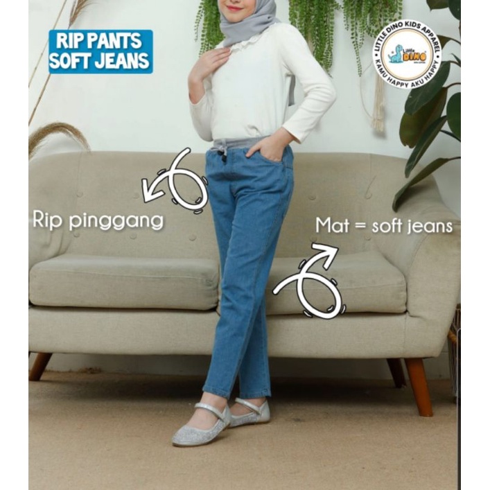 KSHFASHION I Jeans Anak Junior Unisex 5-12 Tahun I Celana Anak Perempuan I Celana Jeans Anak  Little Dino