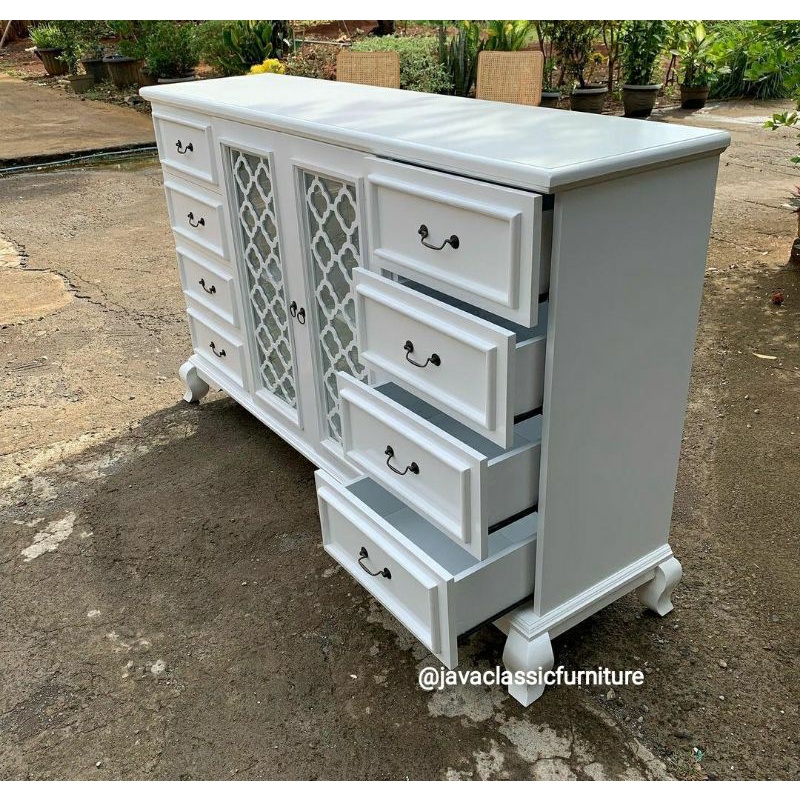 BUFET TV SCANDINAVIA RETRO MEJA TV DUCO MINIMALIS LACI BAHAN KAYU MAHONI-1