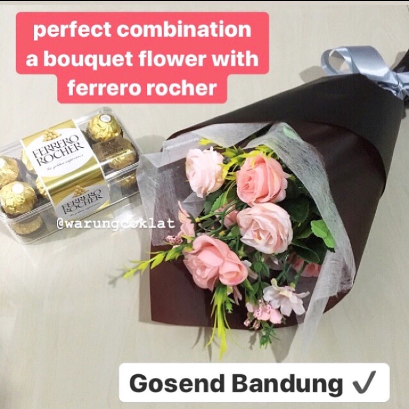 

Hampers valentine coklat ferrero rocher buket bunga