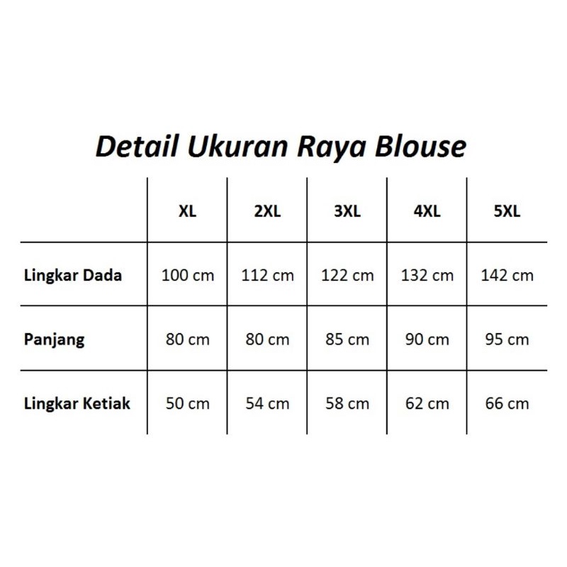 ADEEVA Raya Blouse Jumbo Original 5 Ukuran